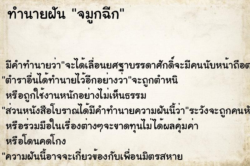ทำนายฝัน จมูกฉีก