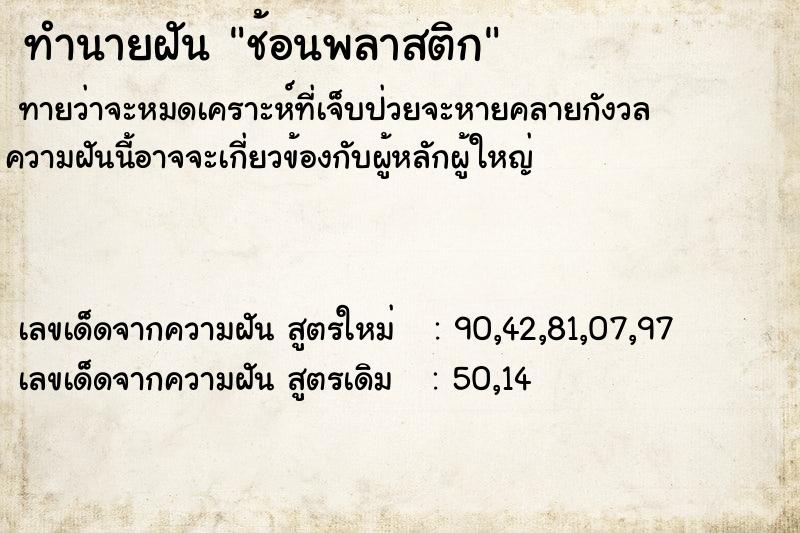 ทำนายฝันช้อนพลาสติก ทำนายฝันทำนายฝันช้อนพลาสติก