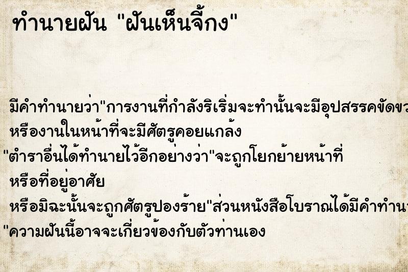 ทำนายฝัน ฝันเห็นจี้กง ทำนายฝัน ฝันเห็นจี้กง