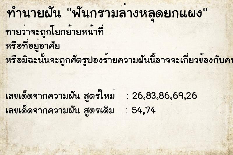 ทำนายฝันทำนายฝันฟันกรามล่างหลุดยกแผง