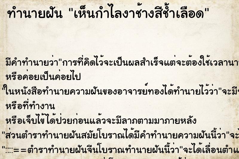 ทำนายฝันเห็นกำไลงาช้างสีช้ำเลือด ทำนายฝันทำนายฝันเห็นกำไลงาช้างสีช้ำเลือด