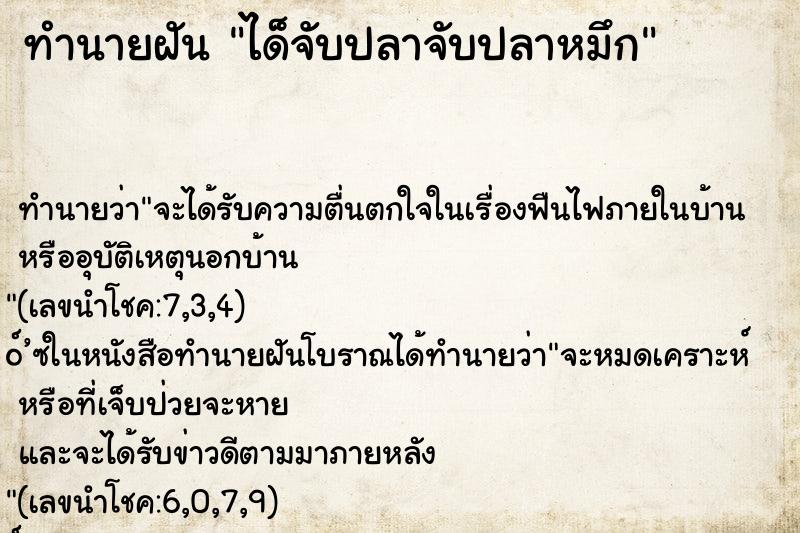 ทำนายฝันทำนายฝันได็จับปลาจับปลาหมึก