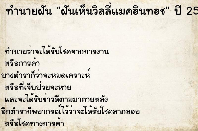 ทำนายฝันฝันเห็นวิลลี่แมคอินทอช ทำนายฝันทำนายฝันฝันเห็นวิลลี่แมคอินทอช