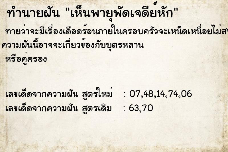 ทำนายฝันทำนายฝันเห็นพายุพัดเจดีย์หัก