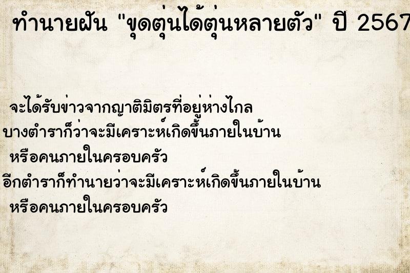 ทำนายฝันทำนายฝันขุดตุ่นได้ตุ่นหลายตัว
