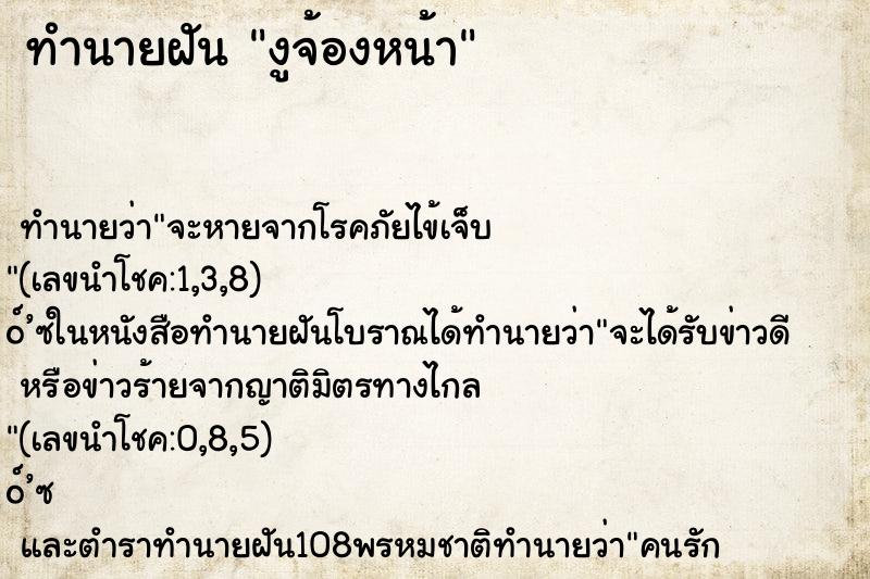ทำนายฝัน งูจ้องหน้า
