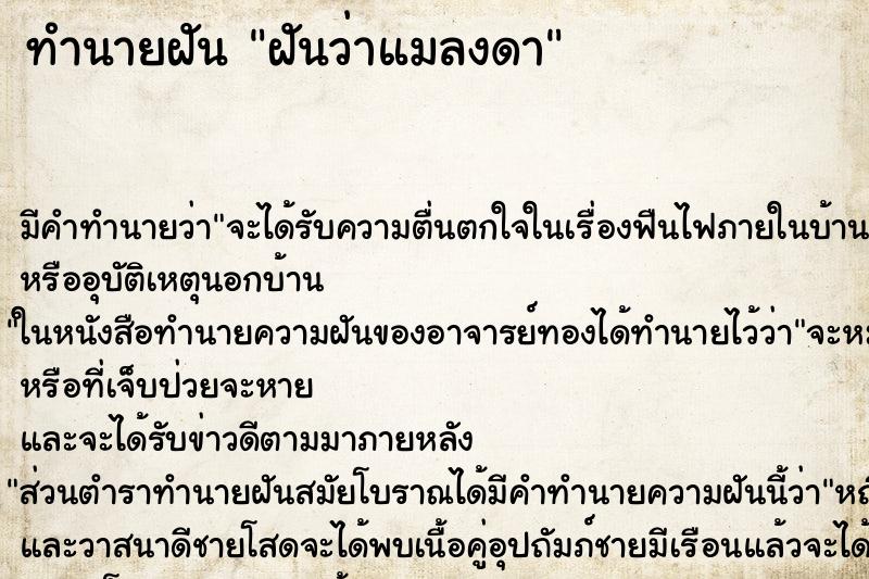 ทำนายฝันทำนายฝันฝันว่าแมลงดา