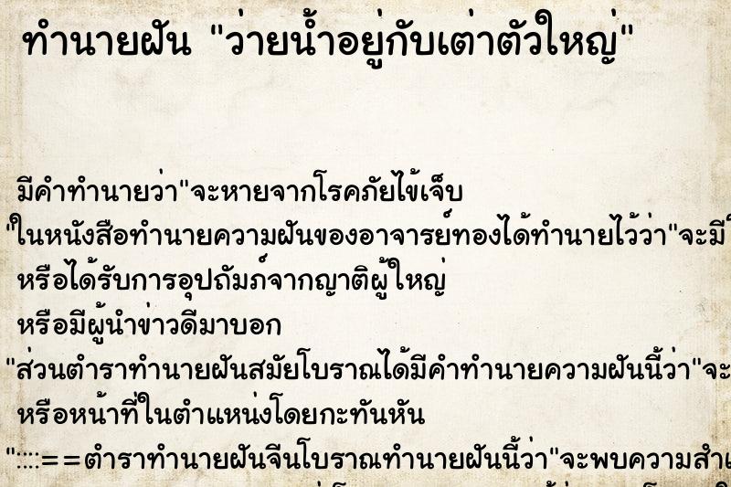 ทำนายฝัน ว่ายน้ำอยู่กับเต่าตัวใหญ่ ทำนายฝัน ว่ายน้ำอยู่กับเต่าตัวใหญ่