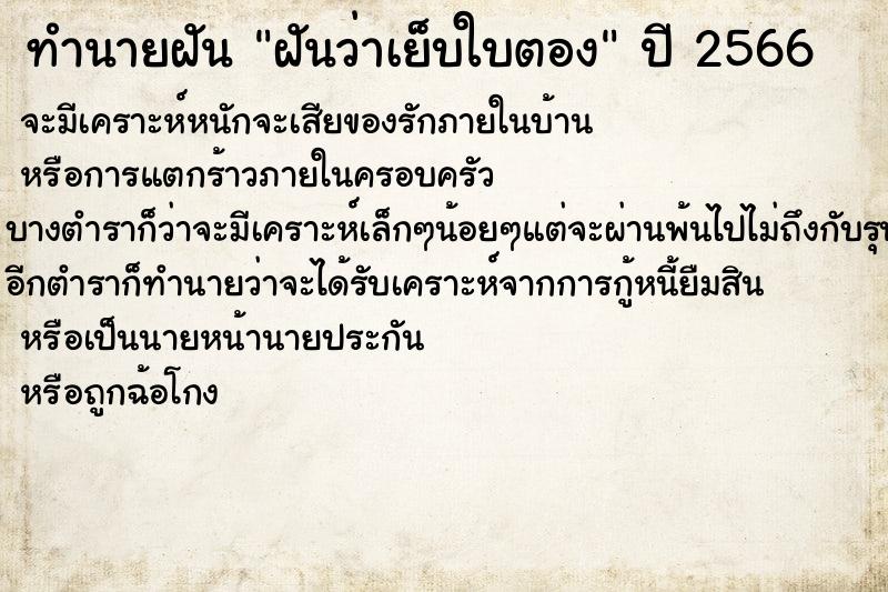 ทำนายฝันทำนายฝันฝันว่าเย็บใบตอง