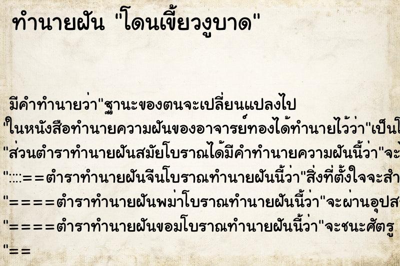 ทำนายฝันโดนเขี้ยวงูบาด ทำนายฝันทำนายฝันโดนเขี้ยวงูบาด