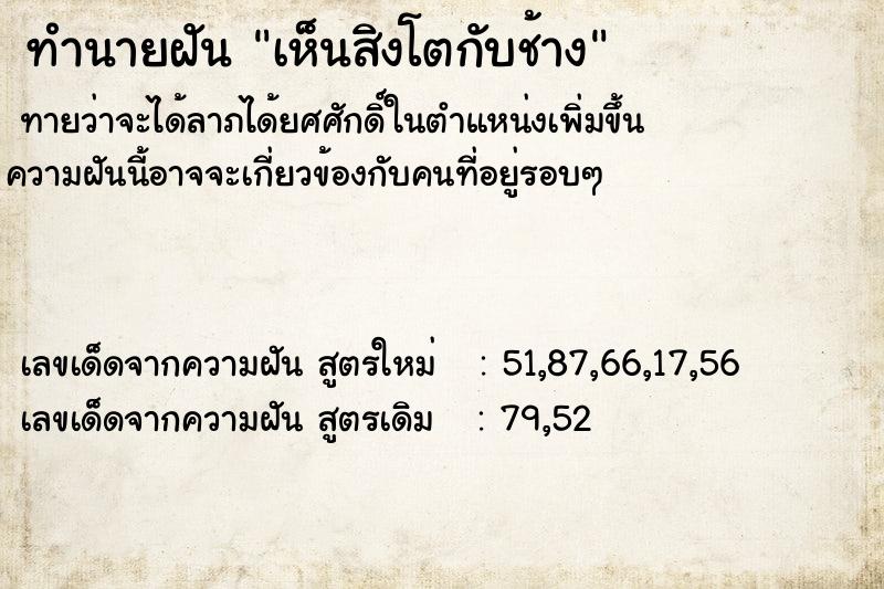 ทำนายฝันเห็นสิงโตกับช้าง ทำนายฝันทำนายฝันเห็นสิงโตกับช้าง
