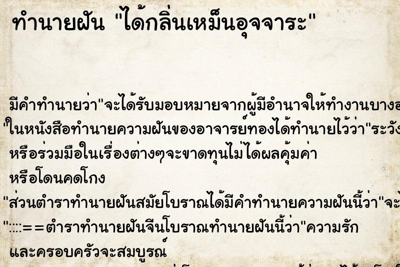ทำนายฝัน ได้กลิ่นเหม็นอุจจาระ