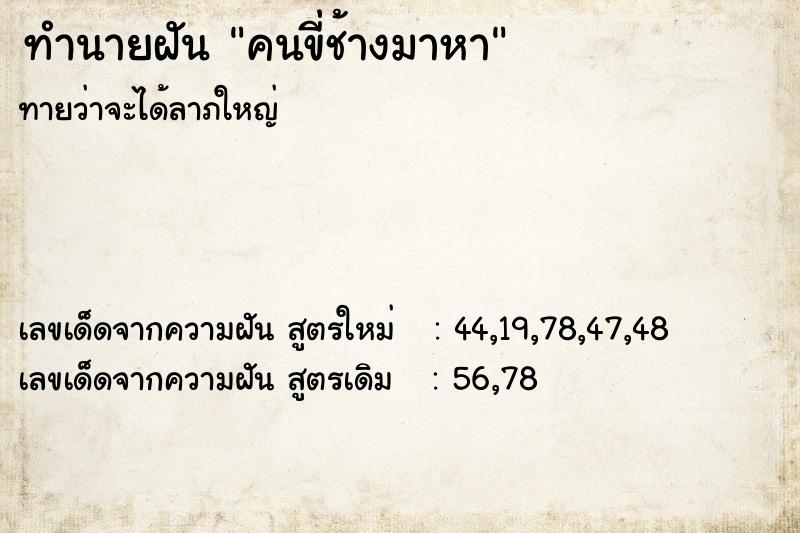 ทำนายฝัน คนขี่ช้างมาหา ตำราโบราณ แม่นที่สุดในโลก