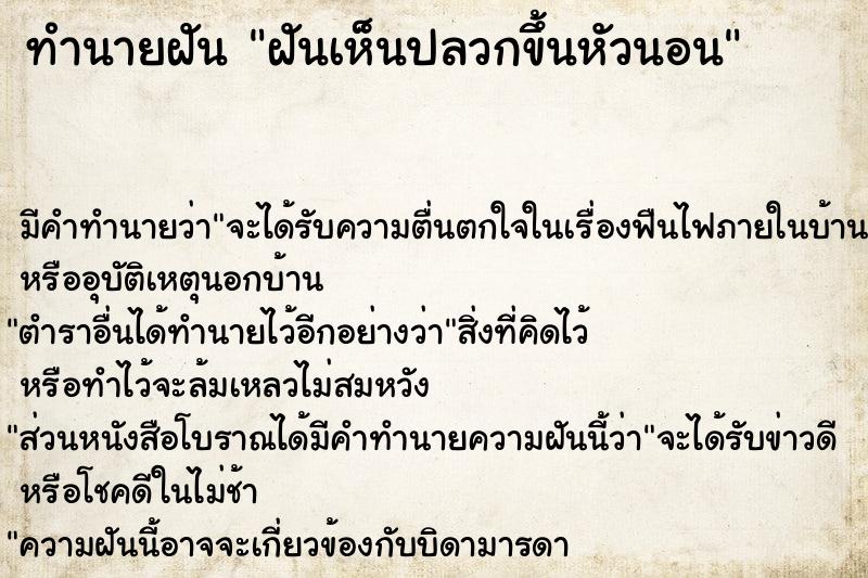 ทำนายฝันทำนายฝันฝันเห็นปลวกขึ้นหัวนอน