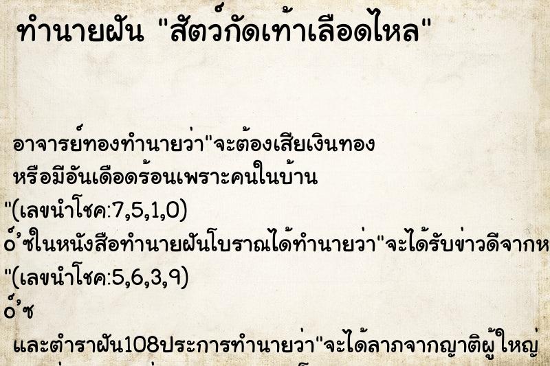 ทำนายฝันทำนายฝันสัตว์กัดเท้าเลือดไหล