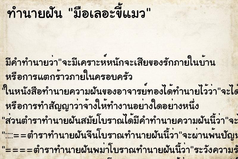 ทำนายฝันทำนายฝันมือเลอะขี้แมว