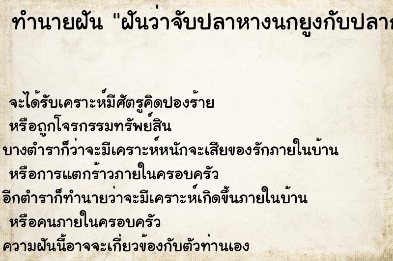 ทำนายฝันฝันว่าจับปลาหางนกยูงกับปลากัด ทำนายฝันทำนายฝันฝันว่าจับปลาหางนกยูงกับปลากัด