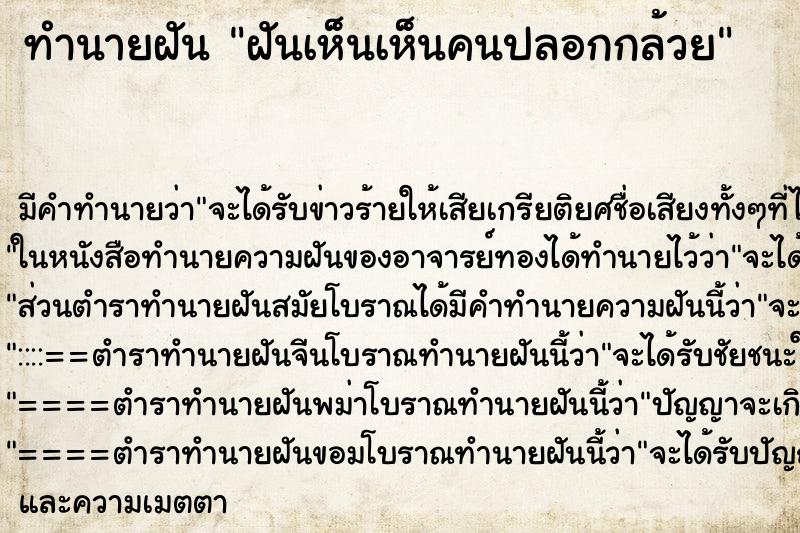 ทำนายฝัน ฝันเห็นเห็นคนปลอกกล้วย ทำนายฝัน ฝันเห็นเห็นคนปลอกกล้วย