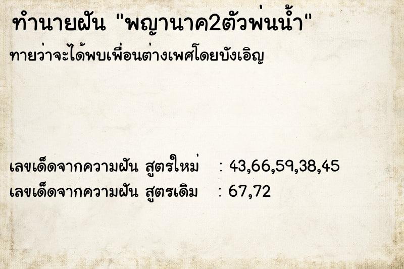 ทำนายฝัน พญานาค2ตัวพ่นน้ำ