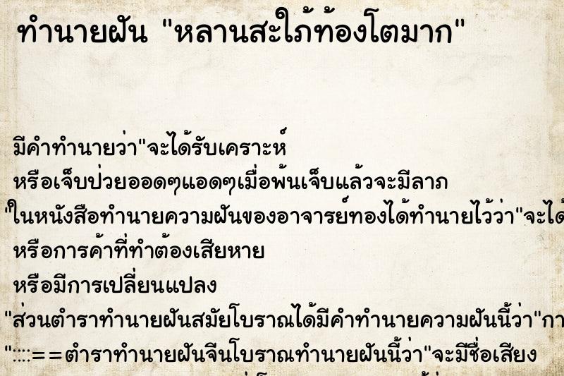 ทำนายฝันทำนายฝันหลานสะใภ้ท้องโตมาก