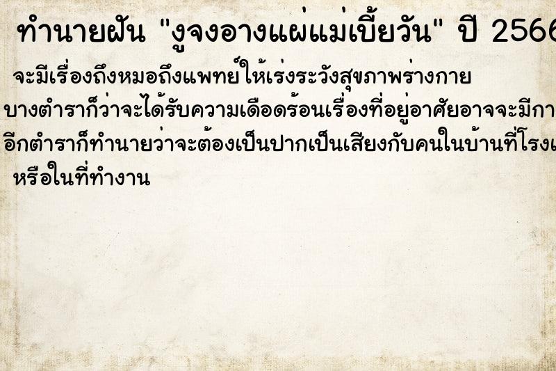 ทำนายฝัน งูจงอางแผ่แม่เบี้ยวัน แม่นๆ ฟรี ด้วยตำราหนังสือทำนายฝันโบราณ ทำนายฝันงูจงอางแผ่แม่เบี้ยวัน