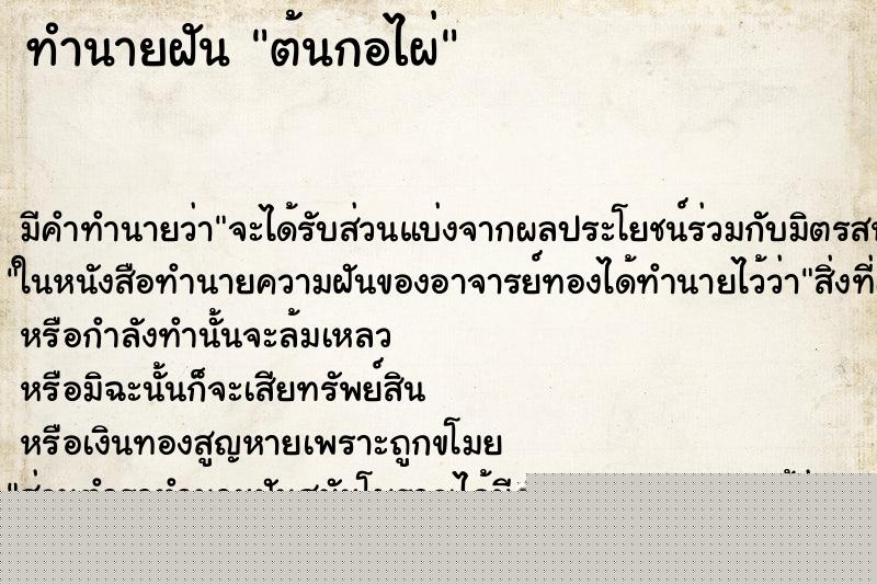 ทำนายฝัน ต้นกอไผ่