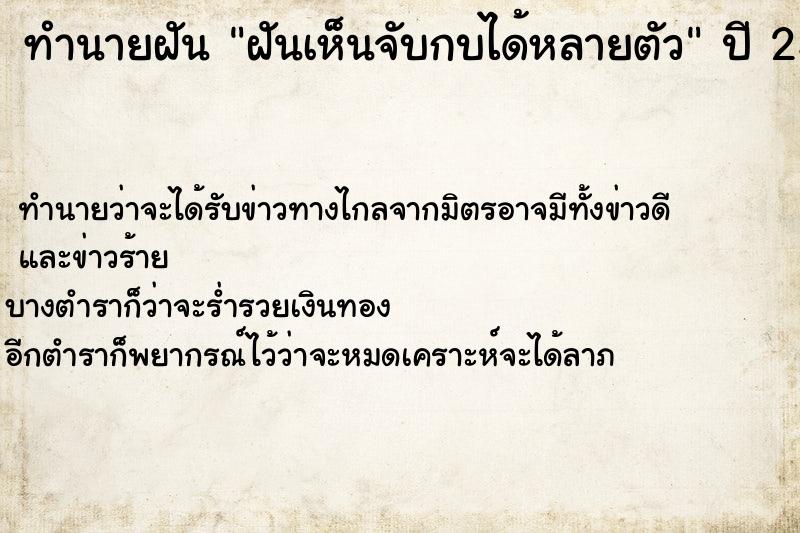 ทำนายฝันฝันเห็นจับกบได้หลายตัว ทำนายฝันทำนายฝันฝันเห็นจับกบได้หลายตัว