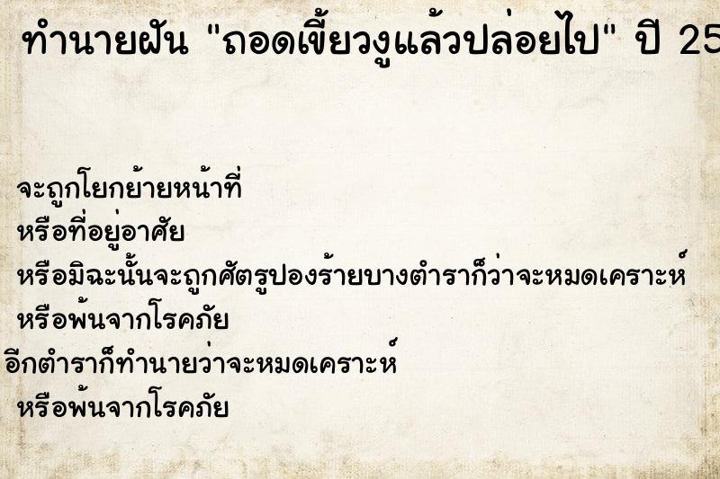ทำนายฝัน ถอดเขี้ยวงูแล้วปล่อยไป ทำนายฝัน ถอดเขี้ยวงูแล้วปล่อยไป