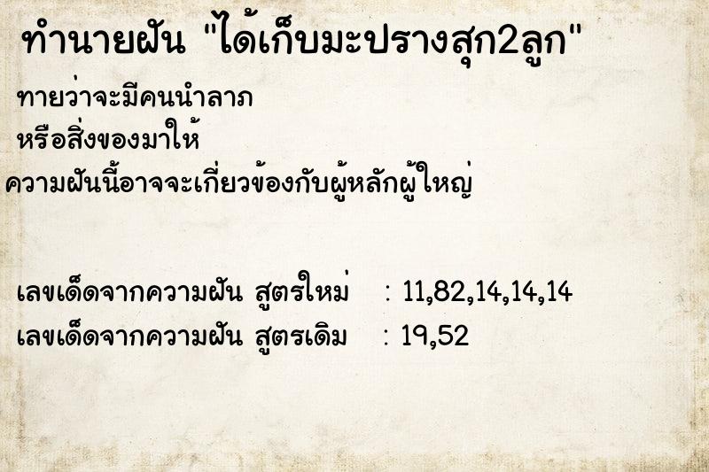ทำนายฝัน ได้เก็บมะปรางสุก2ลูก ทำนายฝัน ได้เก็บมะปรางสุก2ลูก