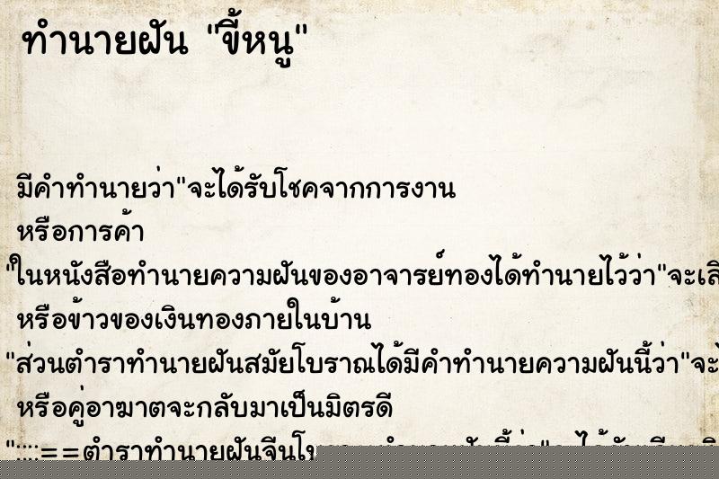 ทำนายฝันขี้หนู ทำนายฝันทำนายฝันขี้หนู