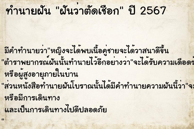 ทำนายฝัน ฝันว่าตัดเชือก ทำนายฝัน ฝันว่าตัดเชือก