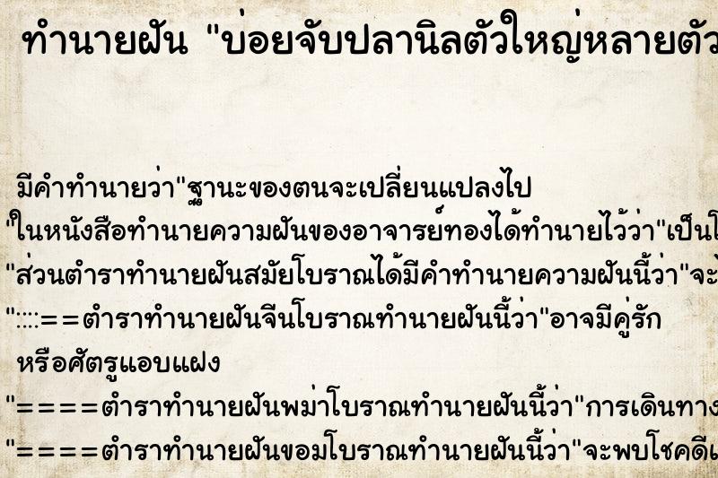 ทำนายฝันบ่อยจับปลานิลตัวใหญ่หลายตัว ทำนายฝันทำนายฝันบ่อยจับปลานิลตัวใหญ่หลายตัว