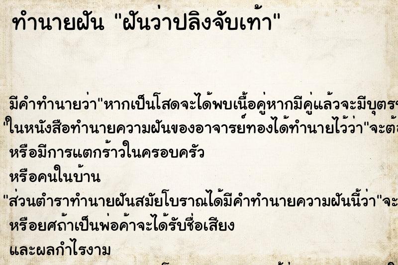 ทำนายฝันทำนายฝันฝันว่าปลิงจับเท้า