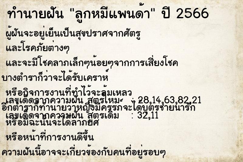 ทำนายฝัน ลูกหมีแพนด้า ทำนายฝัน ลูกหมีแพนด้า