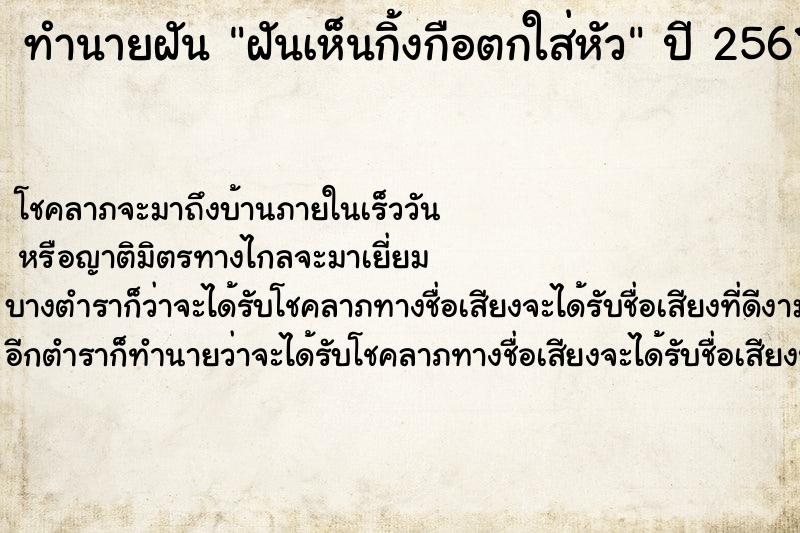 ทำนายฝันฝันเห็นกิ้งกือตกใส่หัว ทำนายฝันทำนายฝันฝันเห็นกิ้งกือตกใส่หัว