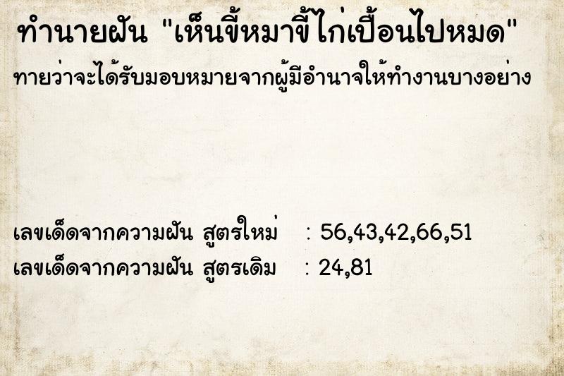 ทำนายฝันเห็นขี้หมาขี้ไก่เปื้อนไปหมด ทำนายฝันทำนายฝันเห็นขี้หมาขี้ไก่เปื้อนไปหมด