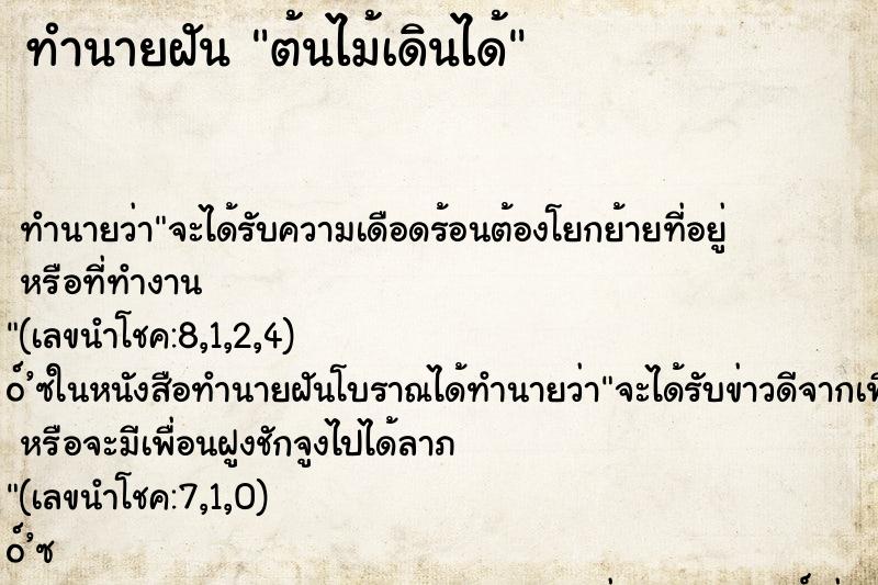 ทำนายฝันต้นไม้เดินได้ ทำนายฝันทำนายฝันต้นไม้เดินได้