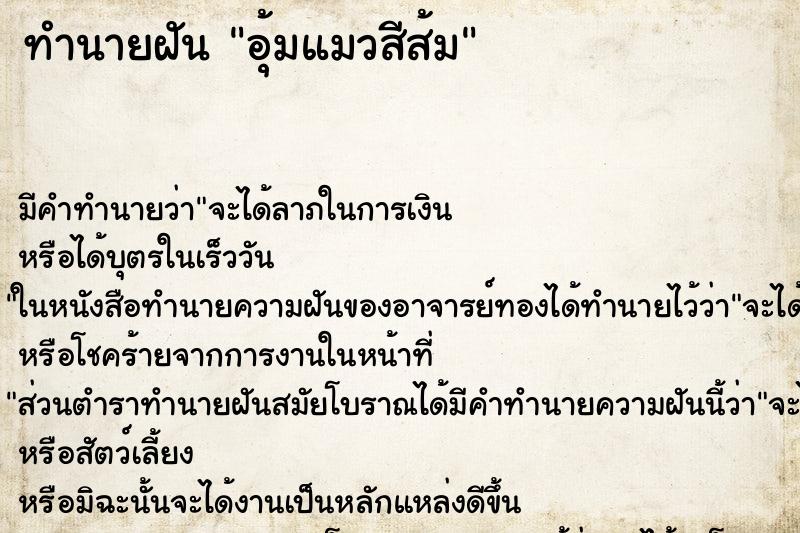 ทำนายฝัน อุ้มแมวสีส้ม