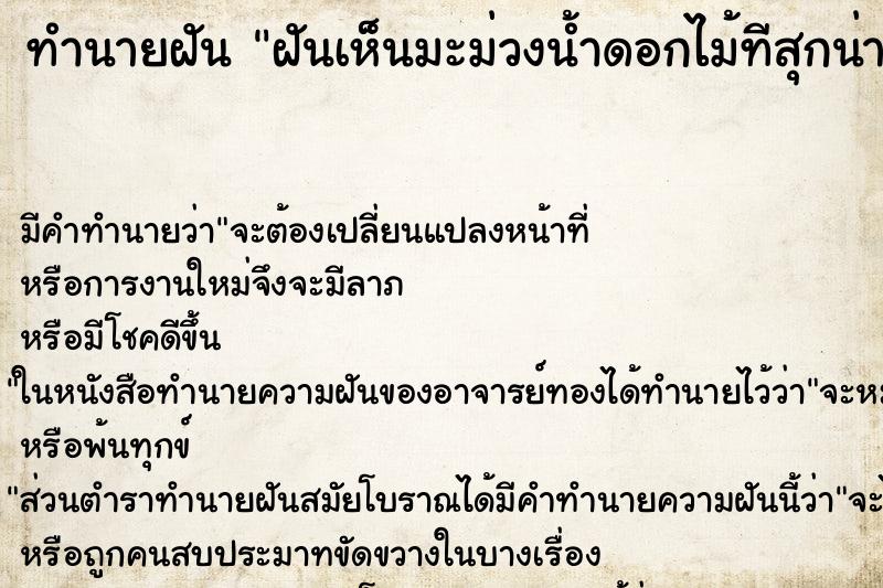 ทำนายฝันทำนายฝันฝันเห็นมะม่วงน้ำดอกไม้ทีสุกน่ากิน
