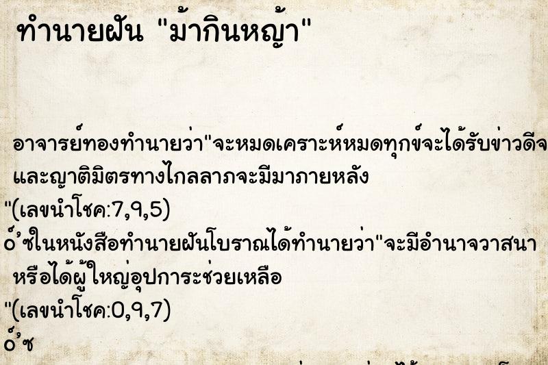 ทำนายฝันทำนายฝันม้ากินหญ้า