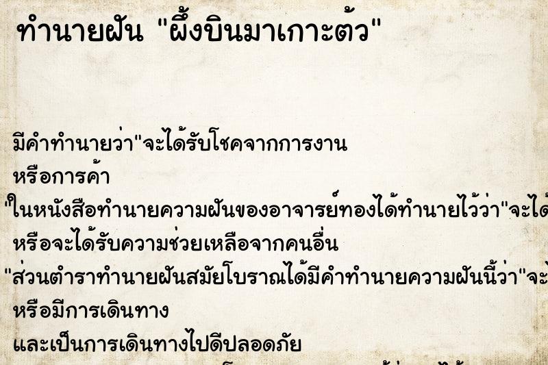 ทำนายฝันผึ้งบินมาเกาะต้ว ทำนายฝันทำนายฝันผึ้งบินมาเกาะต้ว
