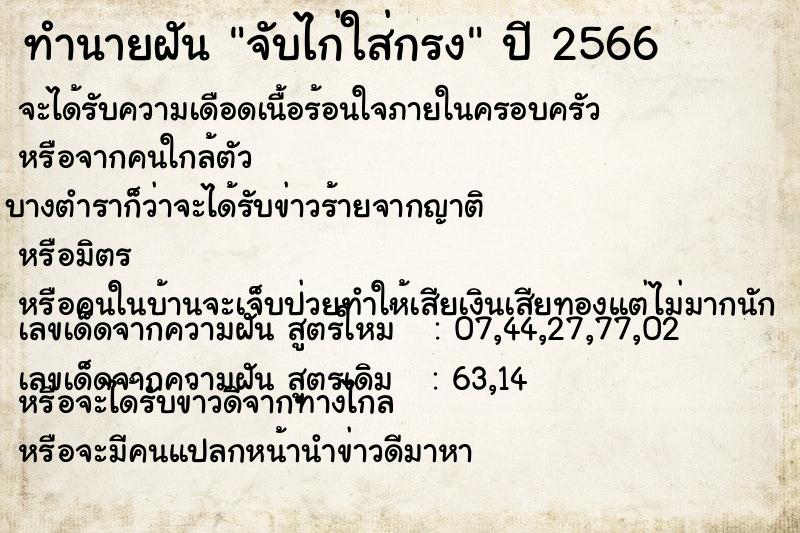 ทำนายฝัน จับไก่ใส่กรง ทำนายฝัน จับไก่ใส่กรง