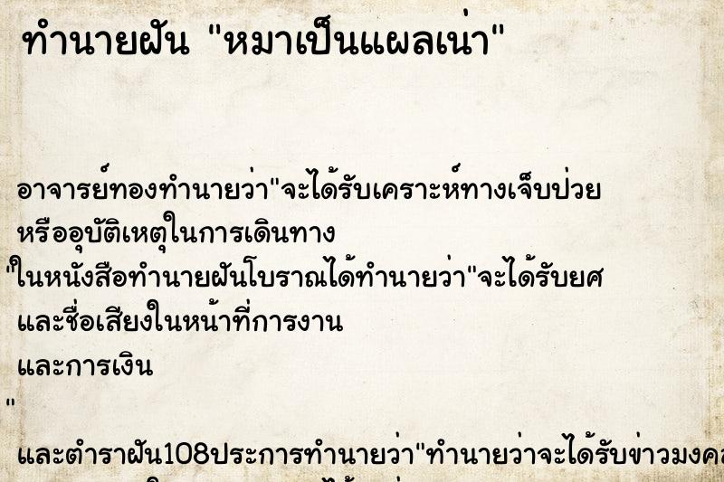 ทำนายฝัน หมาเป็นแผลเน่า