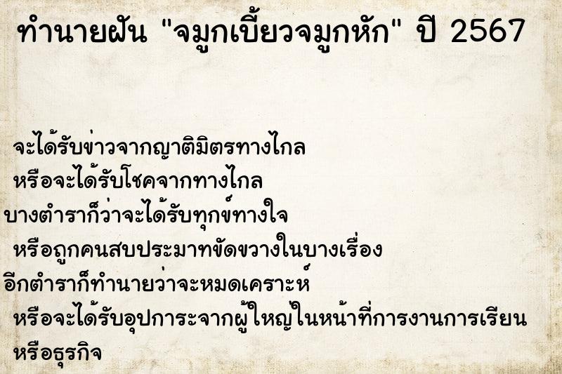 ทำนายฝัน จมูกเบี้ยวจมูกหัก ทำนายฝัน จมูกเบี้ยวจมูกหัก
