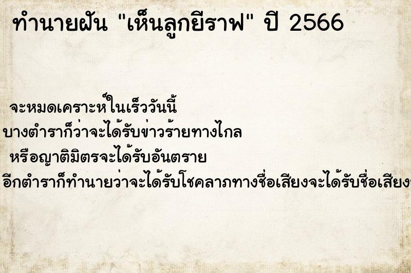 ทำนายฝัน เห็นลูกยีราฟ ทำนายฝัน เห็นลูกยีราฟ