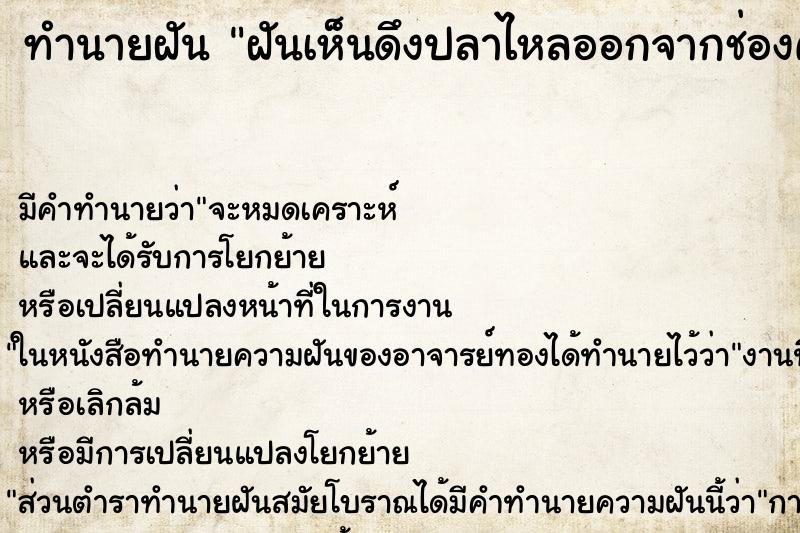 ทำนายฝันฝันเห็นดึงปลาไหลออกจากช่องคลอด ทำนายฝันทำนายฝันฝันเห็นดึงปลาไหลออกจากช่องคลอด