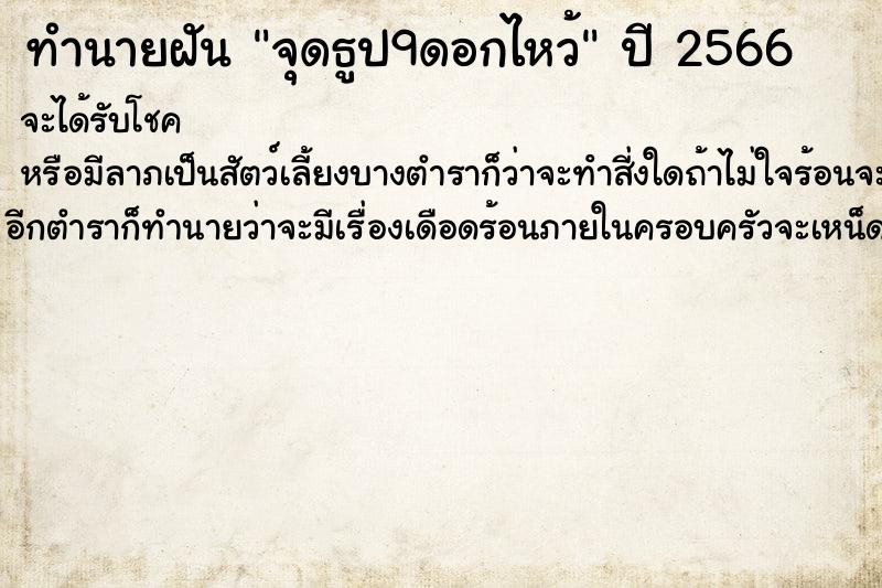 ทำนายฝันทำนายฝันจุดธูป9ดอกไหว้