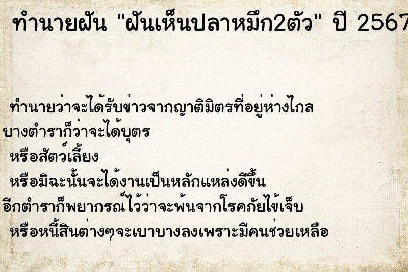 ทำนายฝัน ฝันเห็นปลาหมึก2ตัว ทำนายฝัน ฝันเห็นปลาหมึก2ตัว