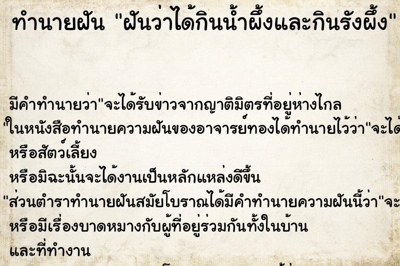 ทำนายฝัน ฝันว่าได้กินน้ำผึ้งและกินรังผึ้ง ตำราโบราณ แม่นที่สุดในโลก