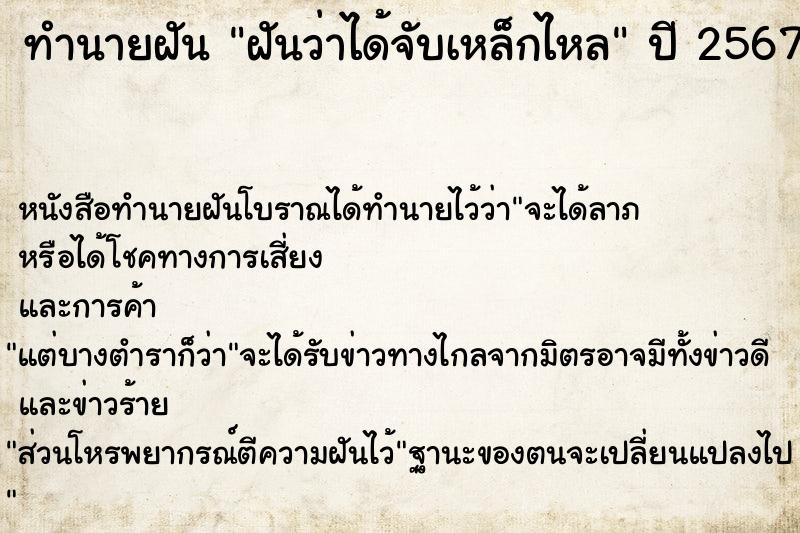 ทำนายฝัน ฝันว่าได้จับเหล็กไหล ทำนายฝัน ฝันว่าได้จับเหล็กไหล